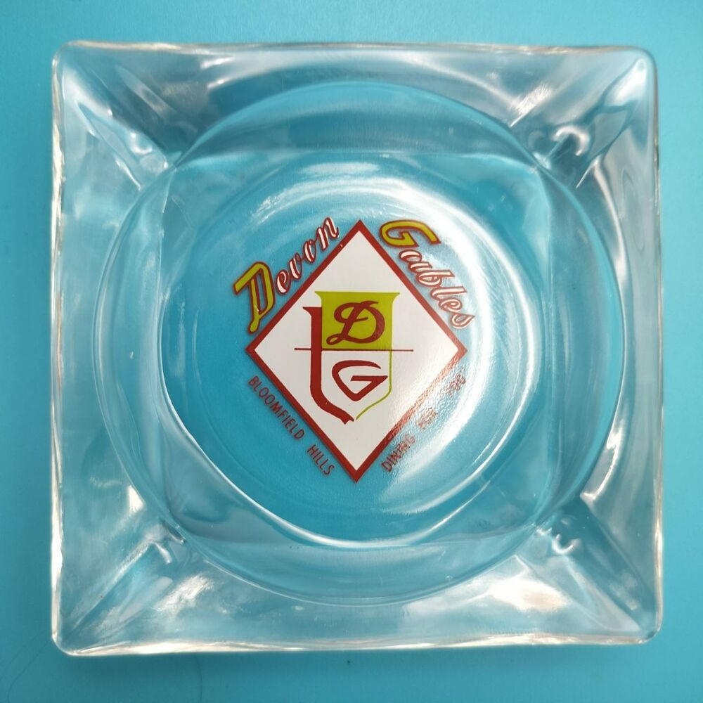 Vintage Devon Gables Bloomfield Hills Restaurant Glass Ashtray Michigan